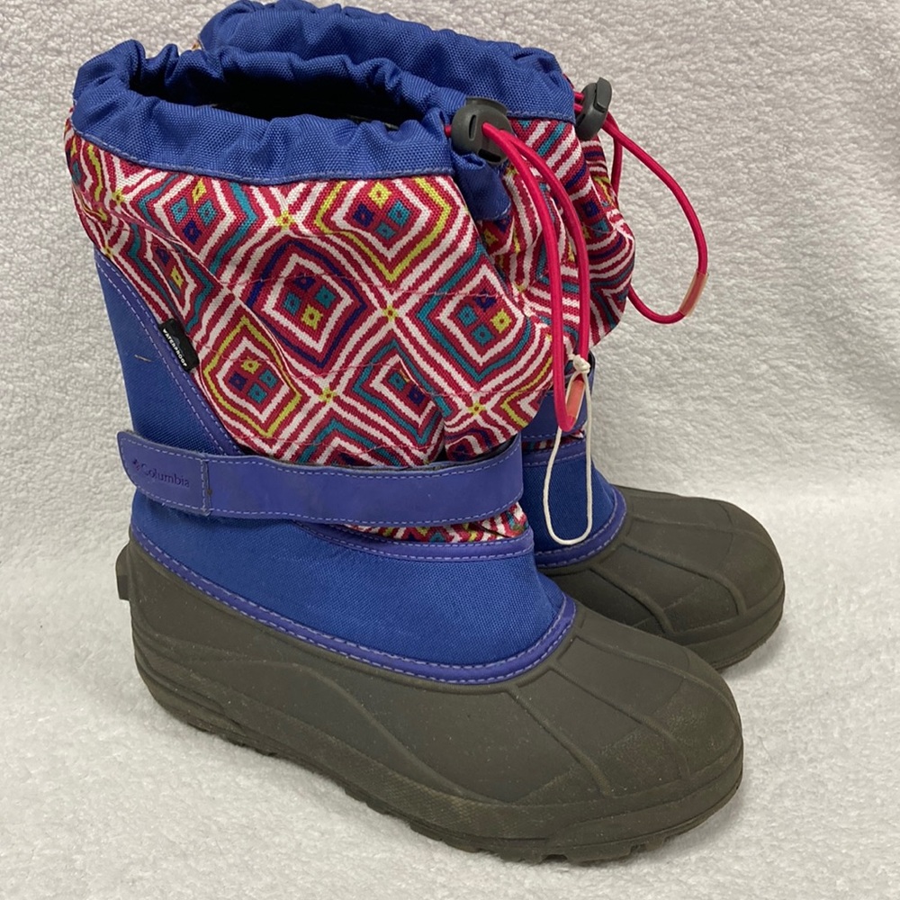 Columbia Powderbug Plus Boots Youth Girls Size 6 Purple Pink Winter Snow Pull On
